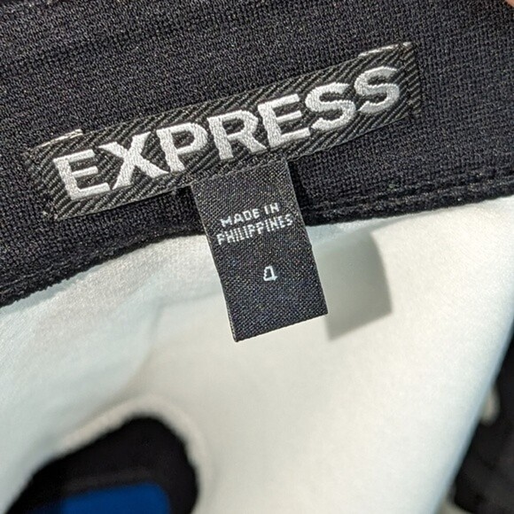 Express Size 0 Color Block Black White Blue Flare Skirt - Picture 5 of 6